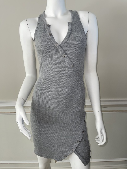 Clarita Button Down Detail Ribbed Knit Mni Dress, Color: Heather Grey, Size: Medium, Retails: $59.00