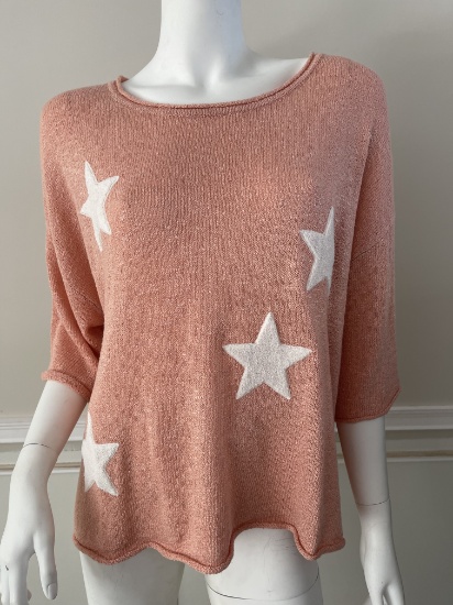 Alice Lightweight Star Sweater, Color: Cream / Blush, Size: Large, Retails: $66.00