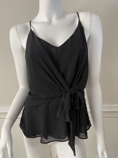 Black Sleeveless Tie Front Top, Size: Large, Retails: $49.00