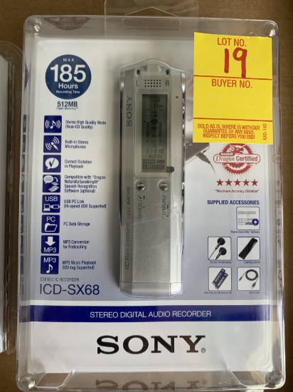 Qty. 2 - New Sony Digital Audio Recorders