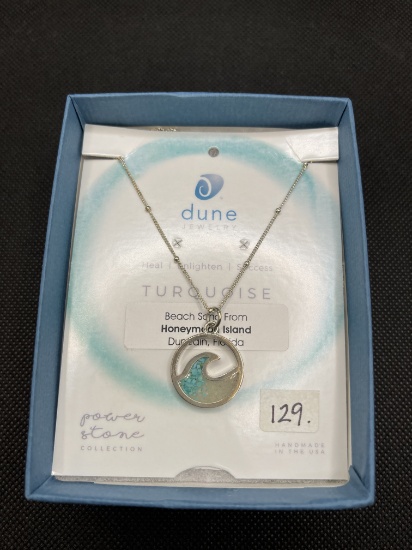 Dune Jewelry Turquoise and Beach Sand from Honeymoon Island, Dunedin, Florida Necklace