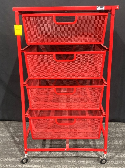 RED ROLLING CARTS ON WHEELS