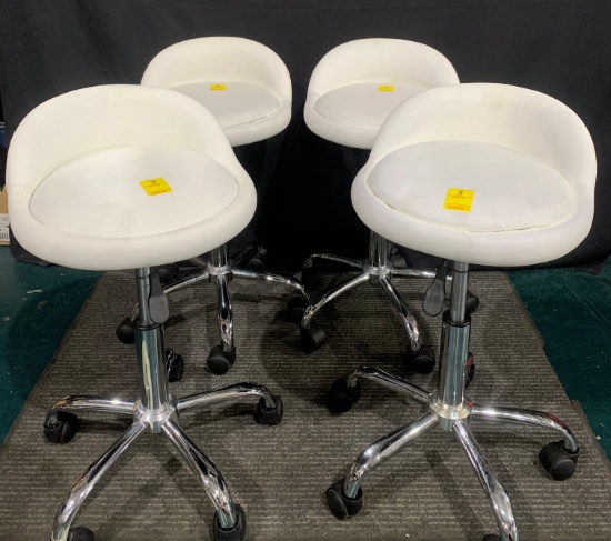 QTY. 4 - WHITE STOOLS WITH BACKS, X $