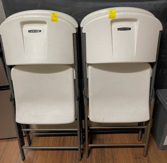 QTY. 4 - LIFETIME PLASTIC FOLDING CHAIRS, X $