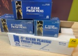 QTY. 4 - BOXES OF CLEAR PLASTIC PRISM PICKS