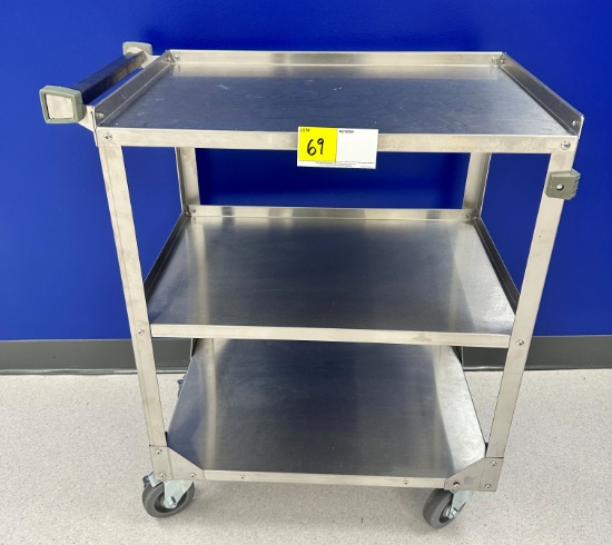 STAINLESS STEEL ROLLING CART (16" W X 24" L X 32" H)