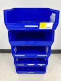 LOT OF 5 PLASTIC STACKABLE BINS
