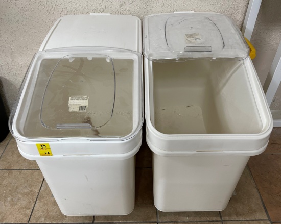 LOT OF 2  INDGREDIENT BINS ON WHEELS