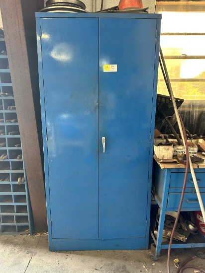METAL CABINET (36"W  X  72"H) WITH ASORTED CONTENTS