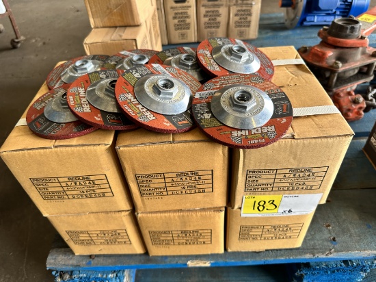 QTY 6 BOXES OF REDLINE 4 1/2" GRINDING WHEELS (10 PCS. PER BOX) X $