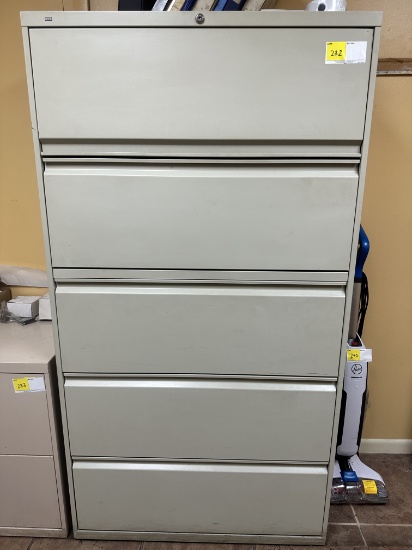 5 DRAWER LATERAL FILING CABINET (36"W X 18"D X 67"H)