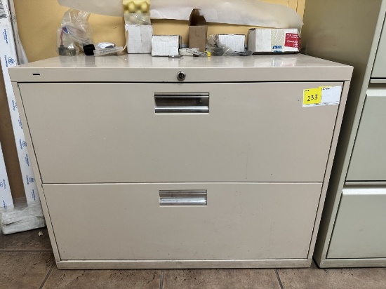 2 DRAWER LATERAL FILING CABINET (36"W X 20"D X 28"H)
