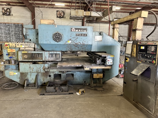 AMADA PEGA (PEGA-344 Q) NC TURRET PUNCH PRESS, SERIAL #AH440145, 30 TONS, 1983 MANF., W/ 2 CABINETS