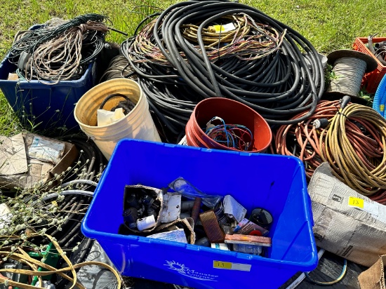 LOT OF ASSORTED WIRE EXTENSION CORDS, FUSES, AND MISC.