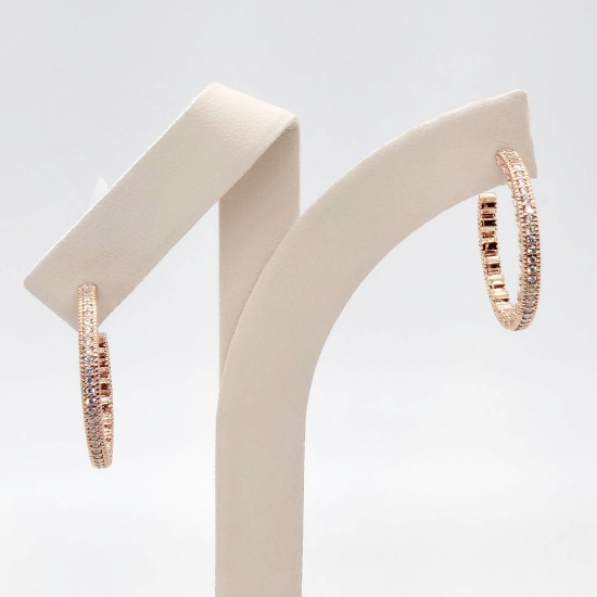 Rose Gold Plated CZ Hoops  |  Retail Value: $150