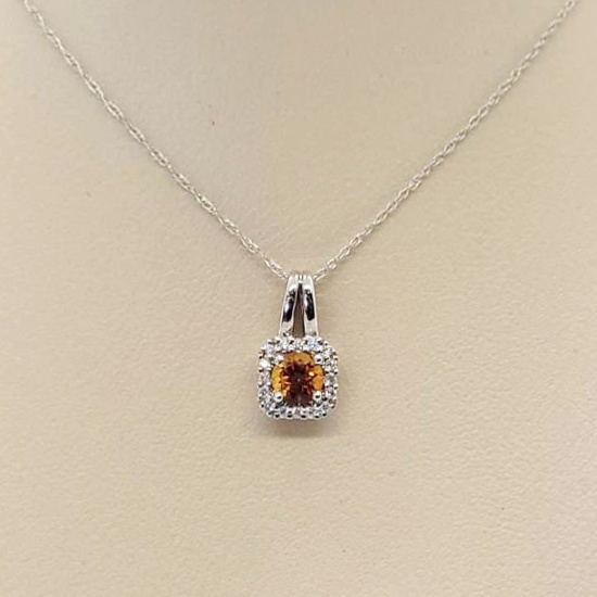 Citrine and Diamond Halo Necklace  |  Retail Value: $770