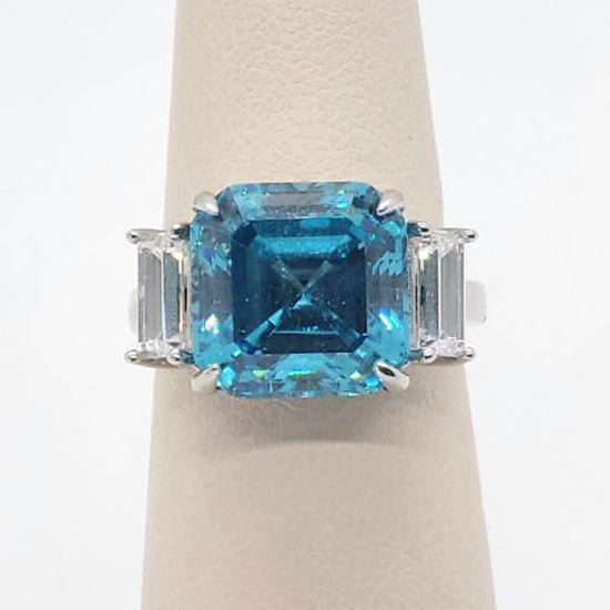 Blue Asscher Diamond Ring  |  Retail Value: $199