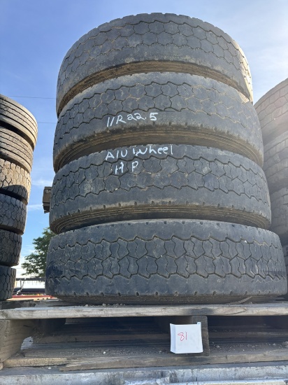 (4) 11R x 22.5 TIRES HP ALUMINUM