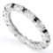 DAZZLING ! 4/5 CARAT ( 11 PCS ) WHITE TOPAZ & 1/2 CARAT (11 PCS) SAPPHIRE 925 STERLING SILVER RING