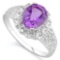 PRETTY ! 1 2/3 CARAT AMETHYST & DIAMOND 925 STERLING SILVER RING