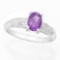 GLAMOROUS ! 2/3 CARAT AMETHYST & DIAMOND 925 STERLING SILVER RING