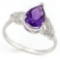 FASCINATING ! 1 1/3 CARAT AMETHYST & DIAMOND 925 STERLING SILVER RING