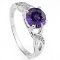 ALLURING ! 1 1/5 CARAT AMETHYST & (6 PCS) FLAWLESS CREATED DIAMOND 925 STERLING SILVER RING