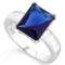 ASTONISHING 4 2/5 CARAT (13 PCS) CREATED BLUE SAPPHIRE 925 STERLING SILVER RING