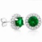 EXCELLENT 2 CARAT CREATED EMERALD & 1/3 CARAT (32 PCS) FLAWLESS CREATED DIAMOND 925 STERLING SILVER