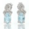 DAZZLING ! 2/5 CARAT BABY SWISS BLUE TOPAZ & DIAMOND 925 STERLING SILVER EARRINGS