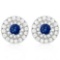 BRILLIANT 3/4 CARAT CREATED BLUE SAPPHIRE & 1/2 CARAT (56 PCS) FLAWLESS CREATED DIAMOND 925 STERLING