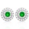 CHARMING 3/4 CARAT CREATED EMERALD & 1/2 CARAT (56 PCS) FLAWLESS CREATED DIAMOND 925 STERLING SILVER