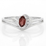 MESMERIZING ! 1/4 CARAT GARNET & DIAMOND 925 STERLING SILVER RING