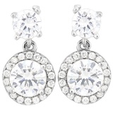 ASTONISHING 4 CARAT (40 PCS) FLAWLESS CREATED DIAMOND 925 STERLING SILVER EARRINGS