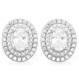 PRICELESS 2 3/5 CARAT (62 PCS) FLAWLESS CREATED DIAMOND 925 STERLING SILVER EARRINGS