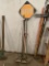 STOP SIGN AND ASSORTED GARDENING TOOLS