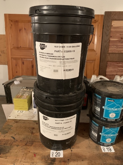 TWO NEW 5 GALLON PAILS OF AUTOMATIC TRANSMITION FLUID BY CARQUEST