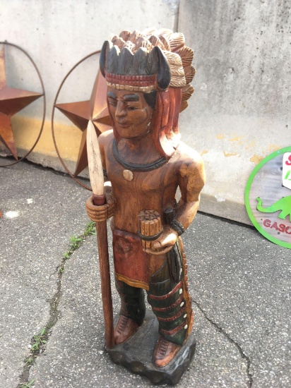 wooden Carved Native American Statue