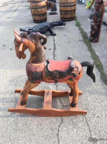 Wooden Carved Rocking Horse