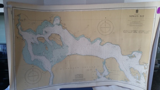 40x20 Hydrography Map of Nipigon Bay from 1950  & Ships Log