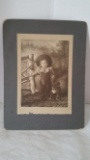 Antique Portrait of little girl and dog