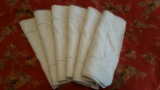 6 Irish linen embroidered cloth napkins