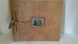 handmade Paper scrapbook with vintage micro beaded image on the front