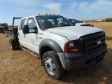 2007 Ford F450 Crewcab Flatbed Pickup, s/n 1fdxw46p37eb20988, diesel eng, auto trans, od reads