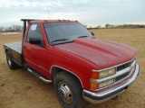 1995 Chevy 3500 Flatbed Pickup, s/n 1gbjc34f9se144300, diesel eng, auto trans, od reads 153131