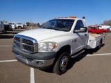 2007 Dodge 3500 4x4 Flatbed Pickup, s/n 3d6wh46a57g712739, cummins eng, 6 spd trans, od reads 208263