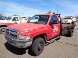 2001 Dodge 3500 4x4 Flatbed Pickup, s/n 3b6mf36641m247330, cummins eng, 5 spd trans, od reads 239438