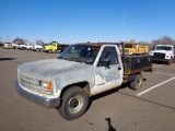 1993 Chevy 2500 4x4 Flatbed Pickup, s/n 1gcgc24k1pe244802, v8 gas eng, auto trans, od reads 240641