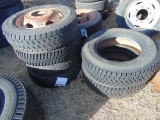 (4) 225/70r19.5 on rims, (2) 245/70r19.5 tires