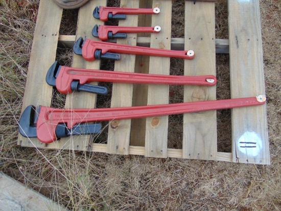 (5) Assorted Pipe Wrenches, (2x 14", 24",36",48" )